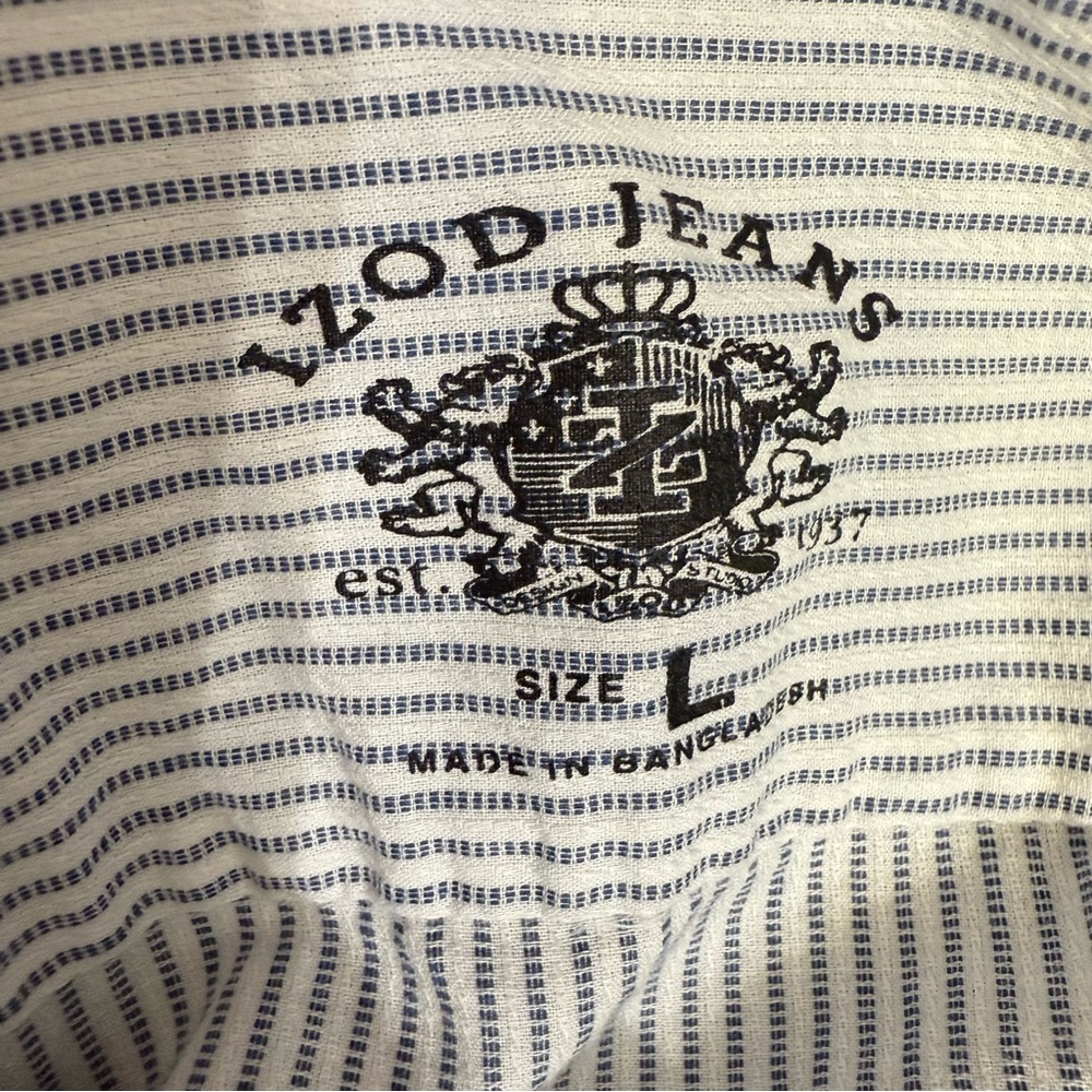 IZOD Jeans striped button up long sleeve shirt size L - Picture 7 of 10